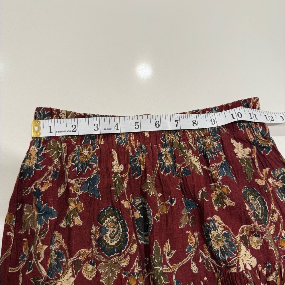 Vintage On the Verge Woman’s Sz Small Floral Boho Maxi Skirt - Red and Gold Farm - Picture 5 of 7